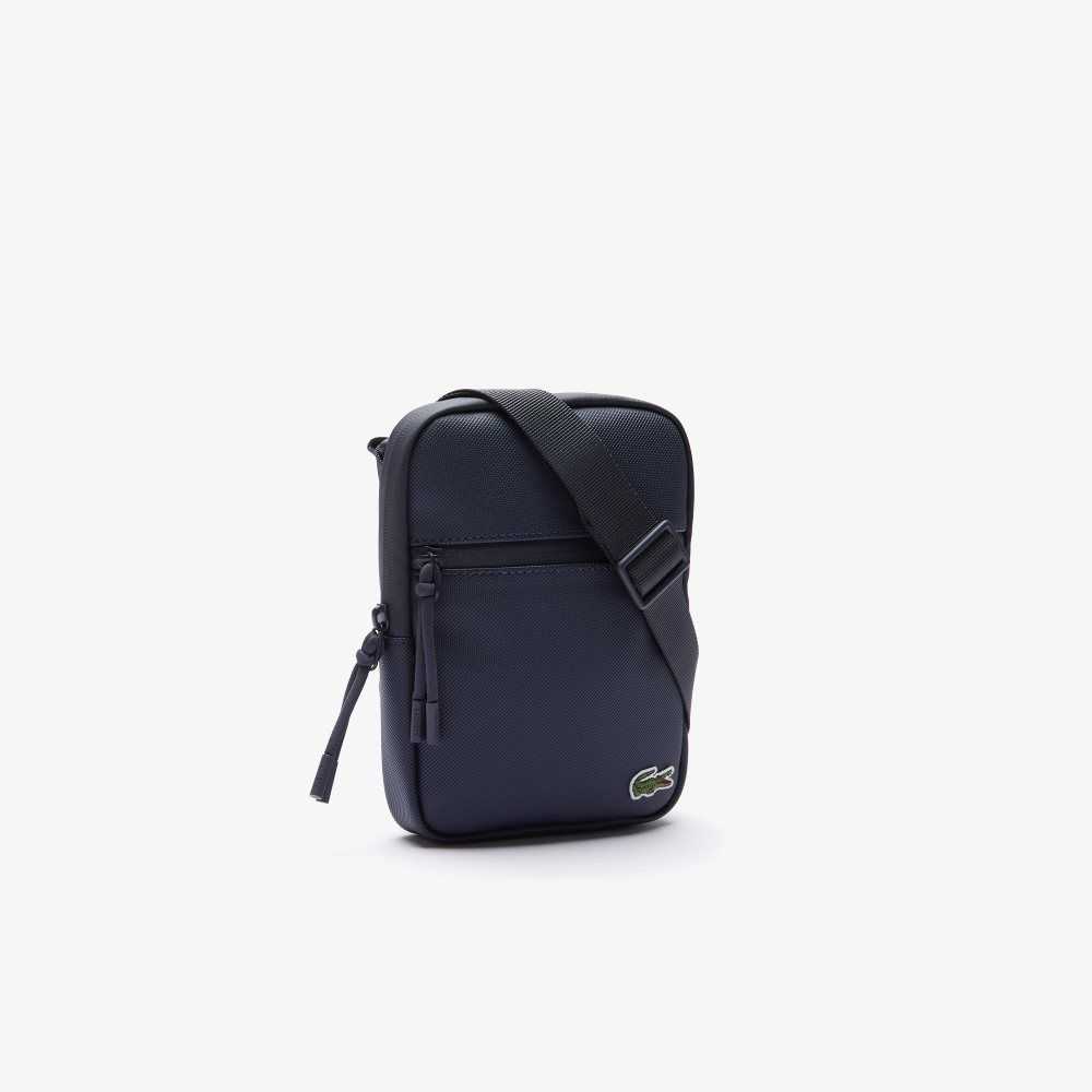 Lacoste LCST Coated Canvas Small Flat Crossbody Bag Dark Sapphire | KZA-461350