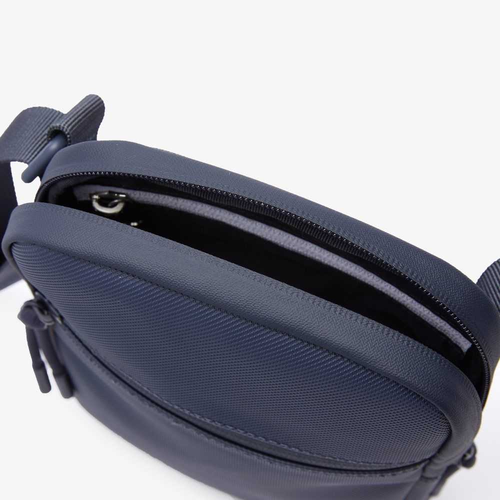 Lacoste LCST Coated Canvas Small Flat Crossbody Bag Dark Sapphire | KZA-461350