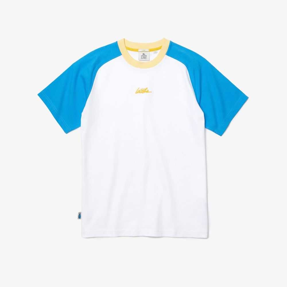 Lacoste LIVE Cotton T-shirt White / Blue / Yellow | ORN-073954