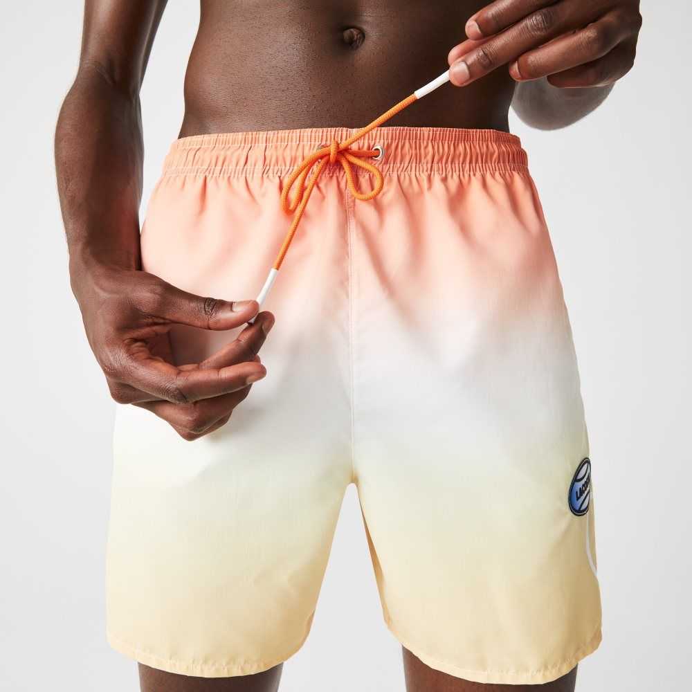 Lacoste LIVE Gradated Print Swimming Trunks Orange / White / Yellow | OAX-931467