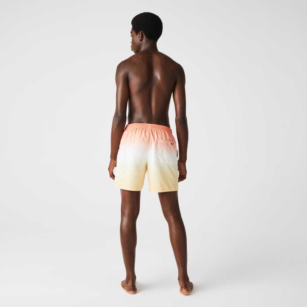 Lacoste LIVE Gradated Print Swimming Trunks Orange / White / Yellow | OAX-931467