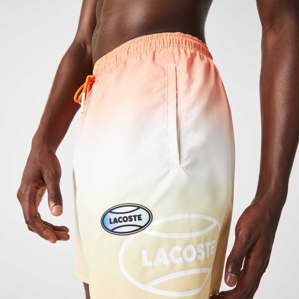 Lacoste LIVE Gradated Print Swimming Trunks Orange / White / Yellow | OAX-931467