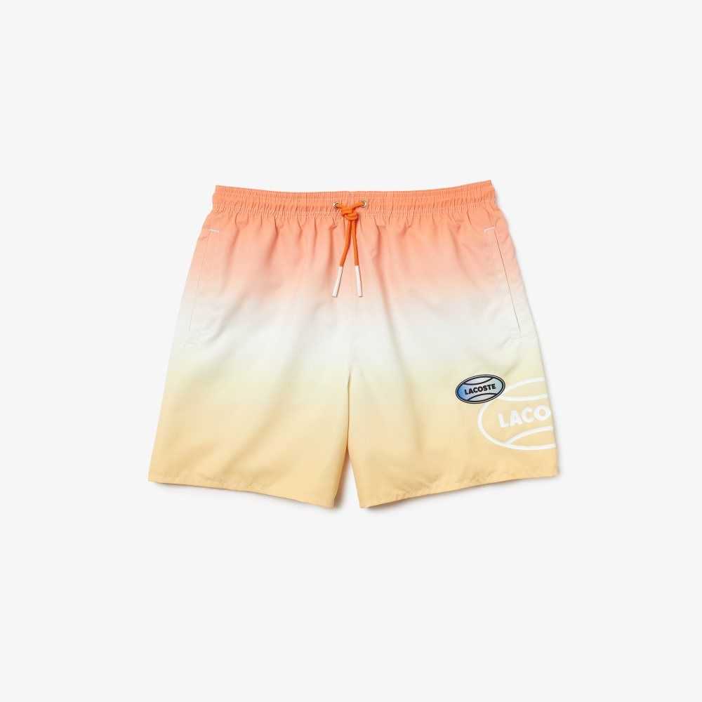 Lacoste LIVE Gradated Print Swimming Trunks Orange / White / Yellow | OAX-931467