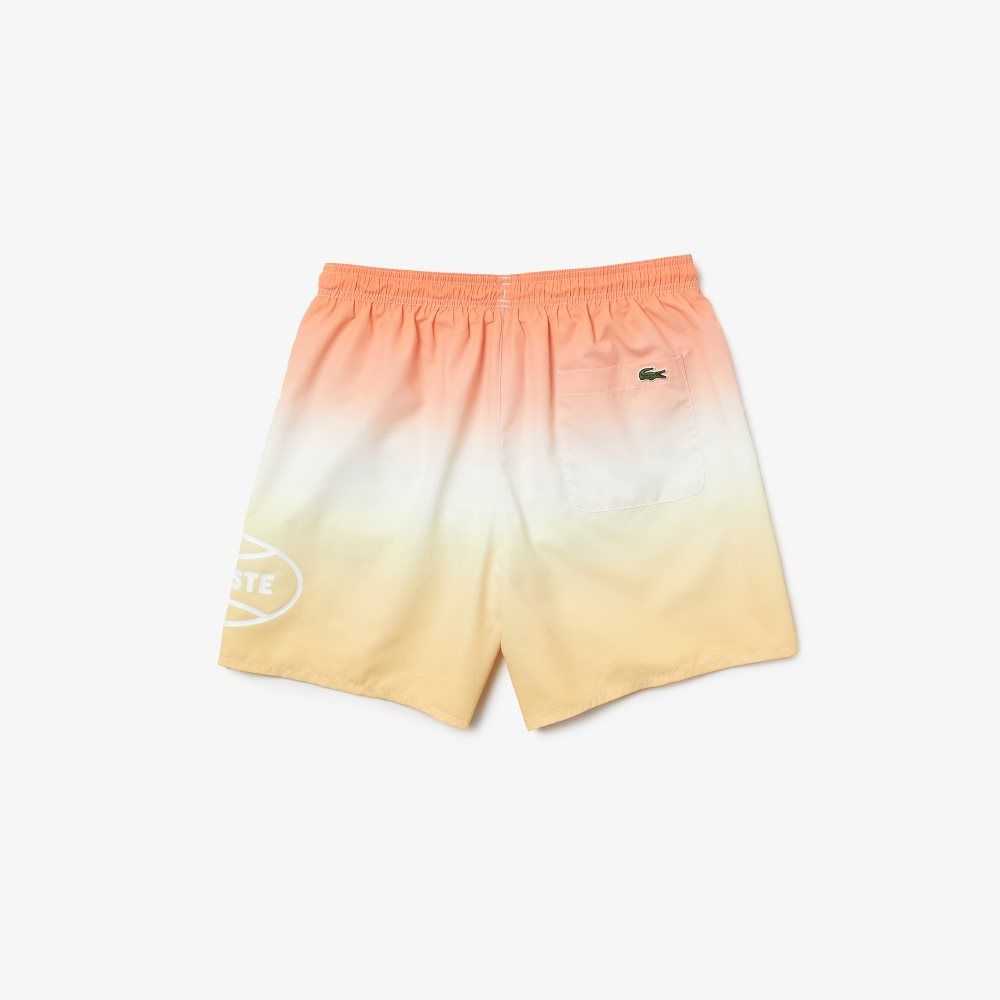 Lacoste LIVE Gradated Print Swimming Trunks Orange / White / Yellow | OAX-931467