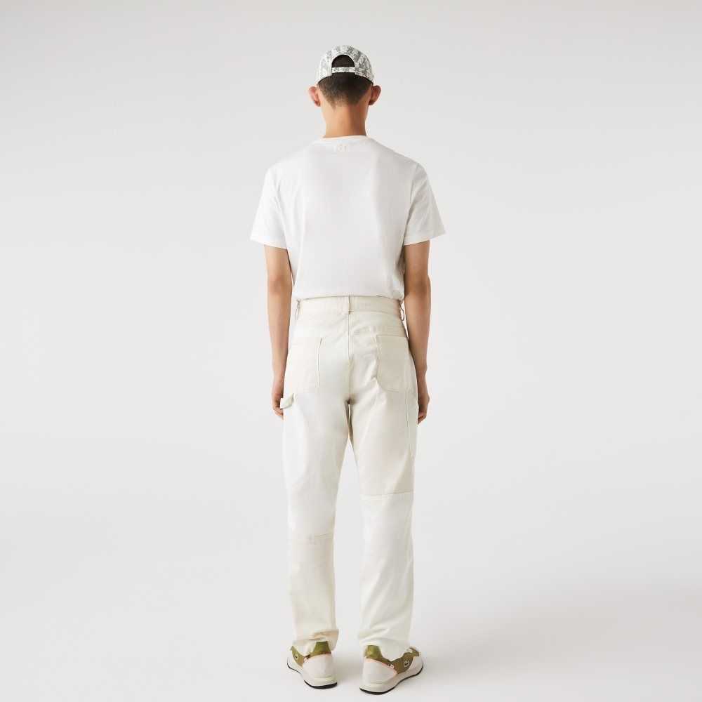 Lacoste LIVE Heritage Patchwork Organic Cotton Pants White | GPM-793541