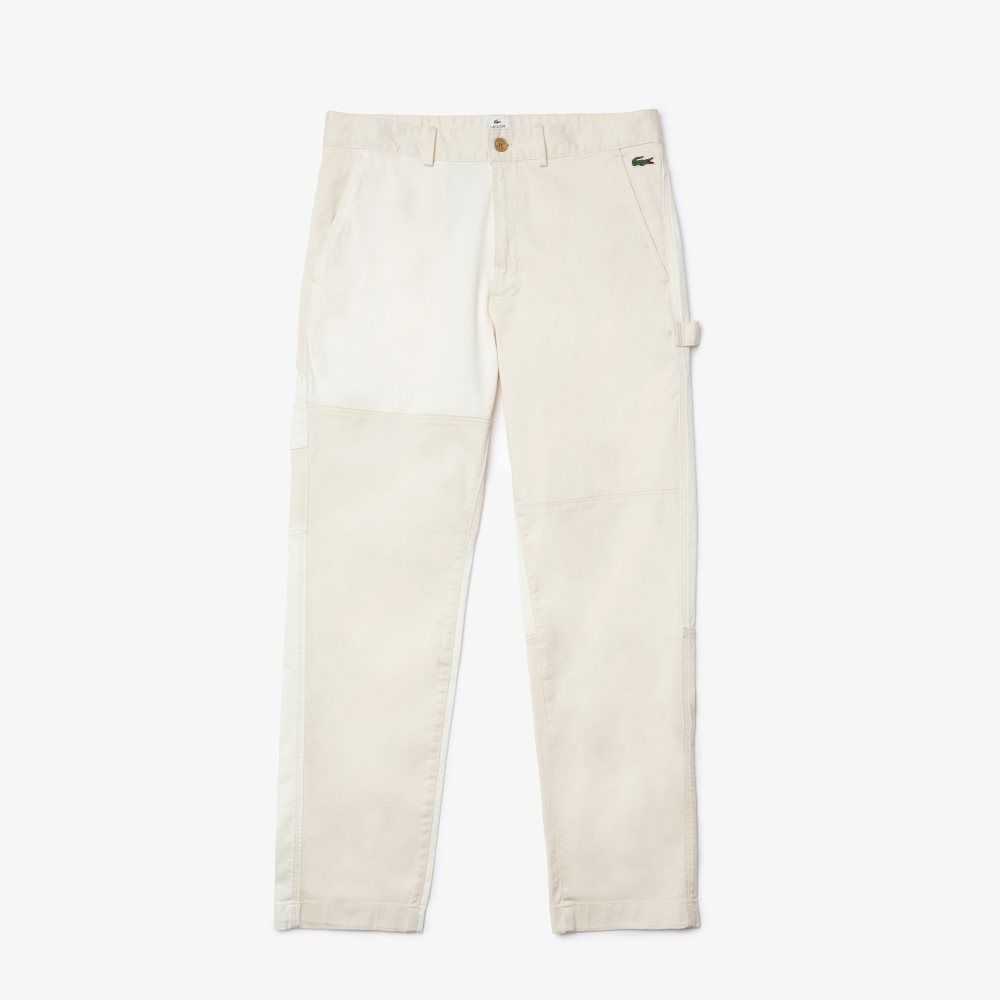 Lacoste LIVE Heritage Patchwork Organic Cotton Pants White | GPM-793541