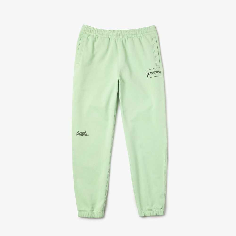 Lacoste LIVE Heritage Print Cotton Fleece Jogging Pants Green | PIZ-254106