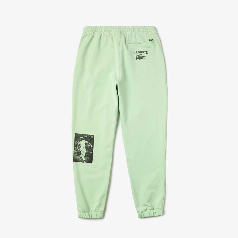 Lacoste LIVE Heritage Print Cotton Fleece Jogging Pants Green | PIZ-254106