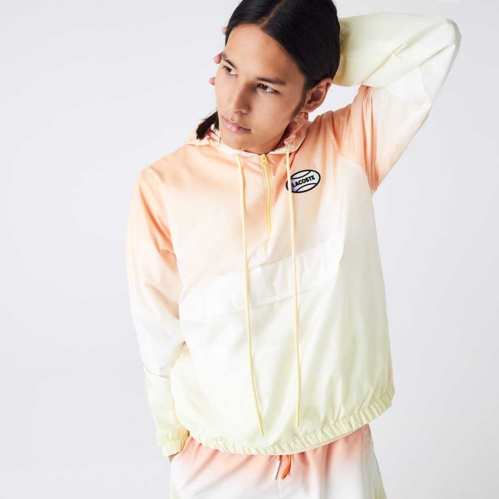 Lacoste LIVE Lightweight Pullover Windbreaker Orange / White / Yellow | XAD-902356