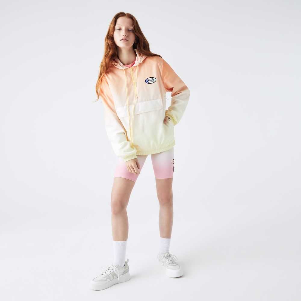 Lacoste LIVE Lightweight Pullover Windbreaker Orange / White / Yellow | XAD-902356