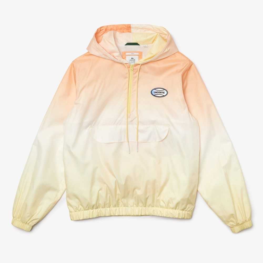 Lacoste LIVE Lightweight Pullover Windbreaker Orange / White / Yellow | XAD-902356