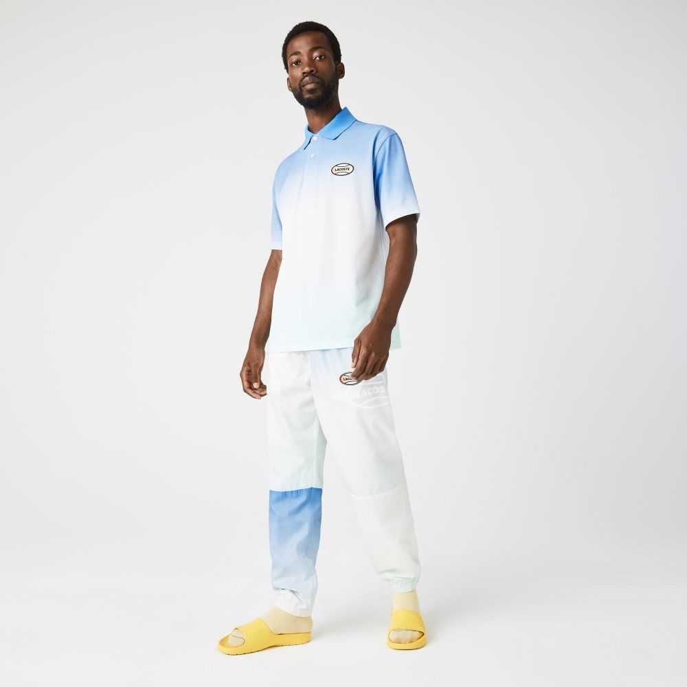 Lacoste LIVE Loose Fit Gradated Print Cotton Polo Blue / White / Turquoise | ARL-247031