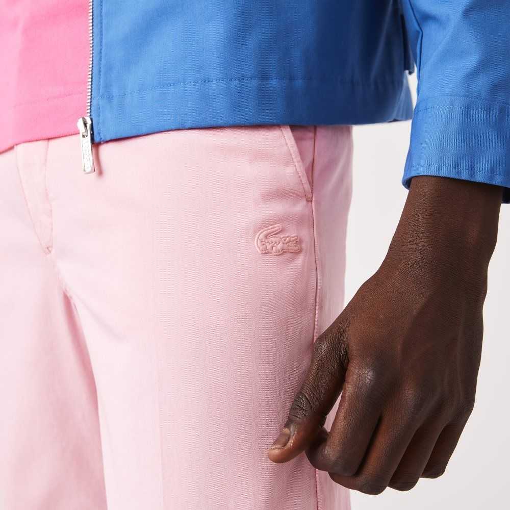 Lacoste LIVE Organic Cotton Straight Chinos Pink | LWC-019875