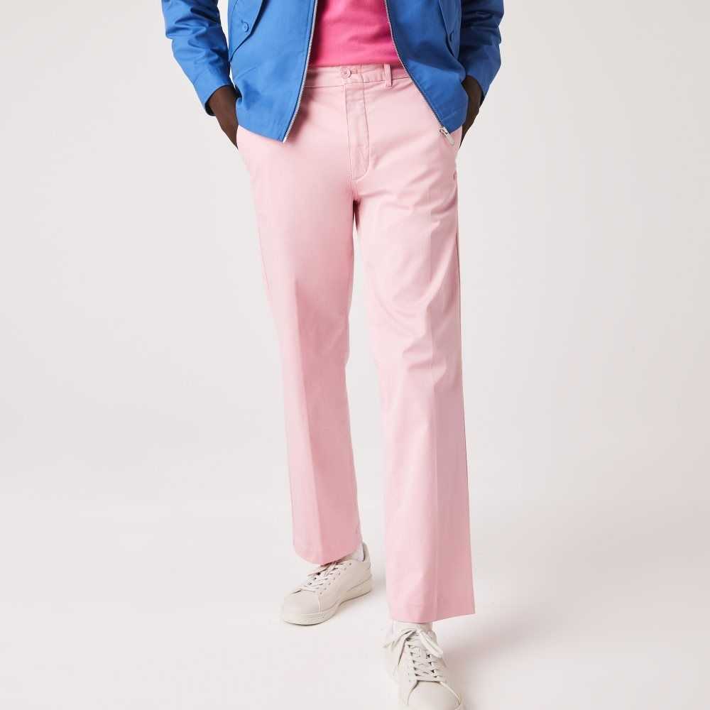 Lacoste LIVE Organic Cotton Straight Chinos Pink | LWC-019875