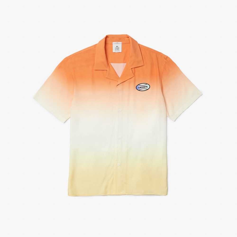 Lacoste LIVE Relaxed Fit Gradated Print Shirt Orange / White / Yellow | PEJ-647391