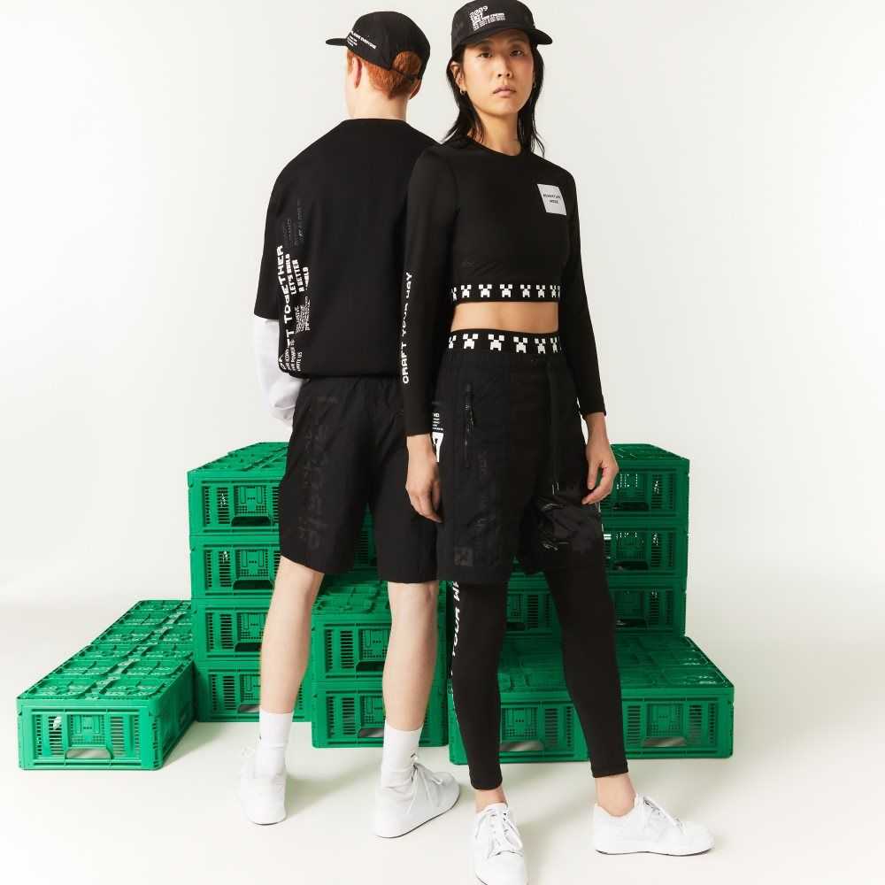 Lacoste LIVE x Minecraft Nylon Bermuda Shorts Black | CVQ-642018