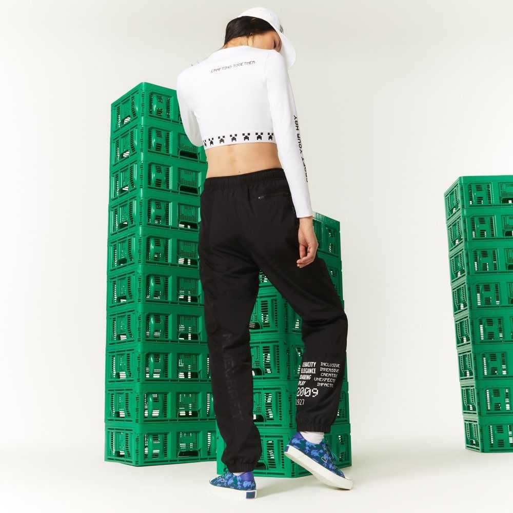 Lacoste LIVE x Minecraft Nylon Trackpants Black | SEZ-123604