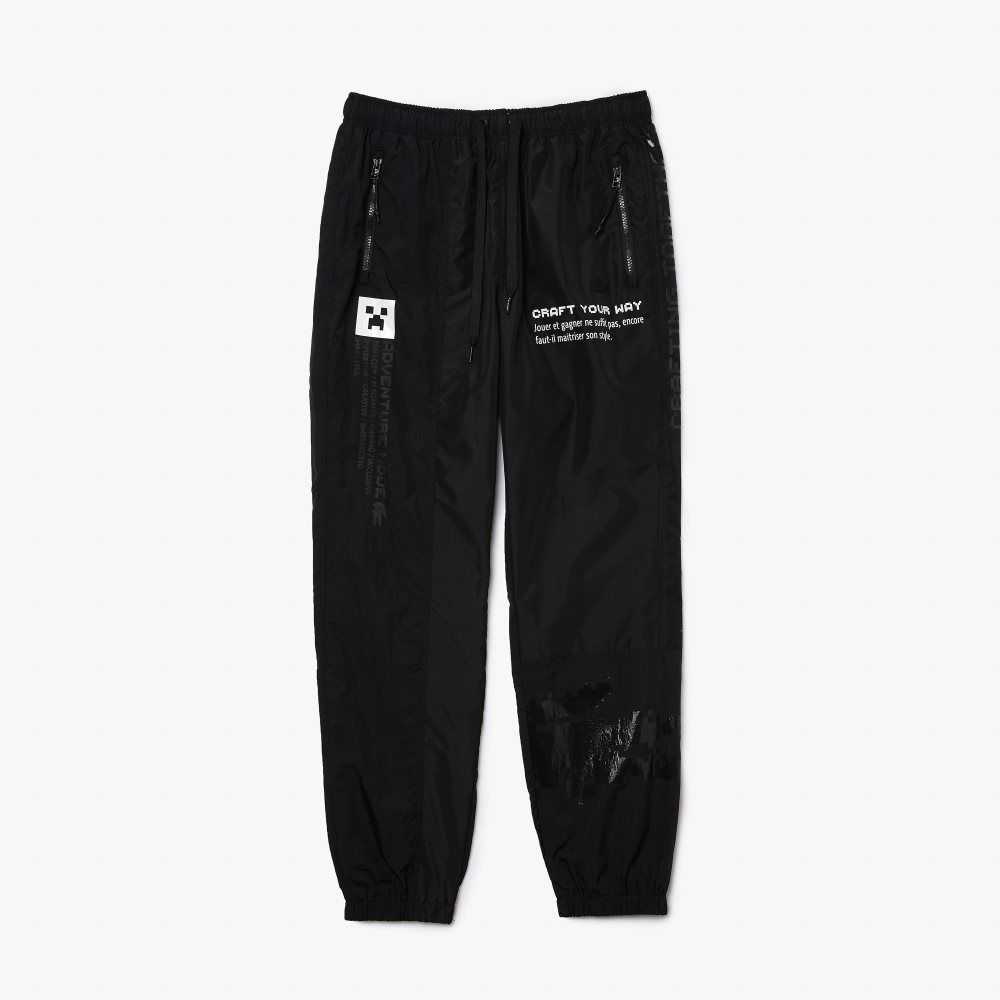 Lacoste LIVE x Minecraft Nylon Trackpants Black | SEZ-123604