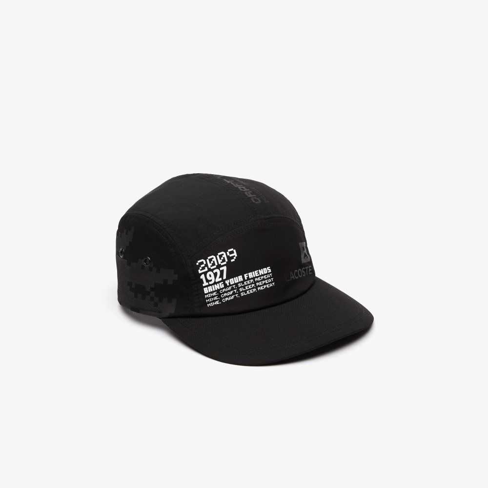 Lacoste LIVE x Minecraft Print Nylon Cap Black | USO-326019