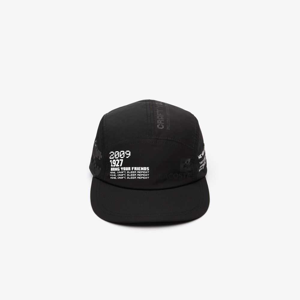 Lacoste LIVE x Minecraft Print Nylon Cap Black | USO-326019