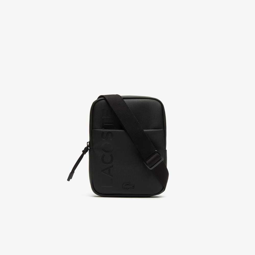 Lacoste L.12.12 Branded Zippered Small Flat Bag Black | LFG-608239