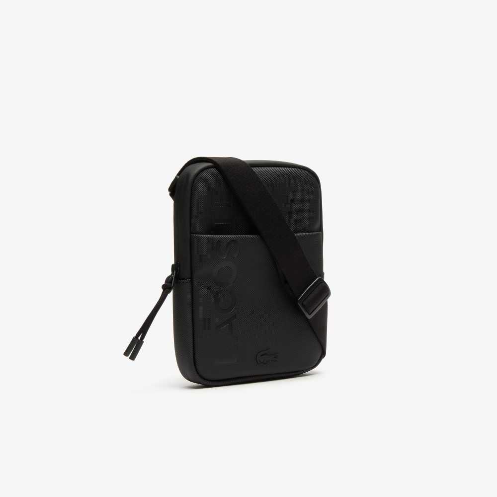 Lacoste L.12.12 Branded Zippered Small Flat Bag Black | LFG-608239