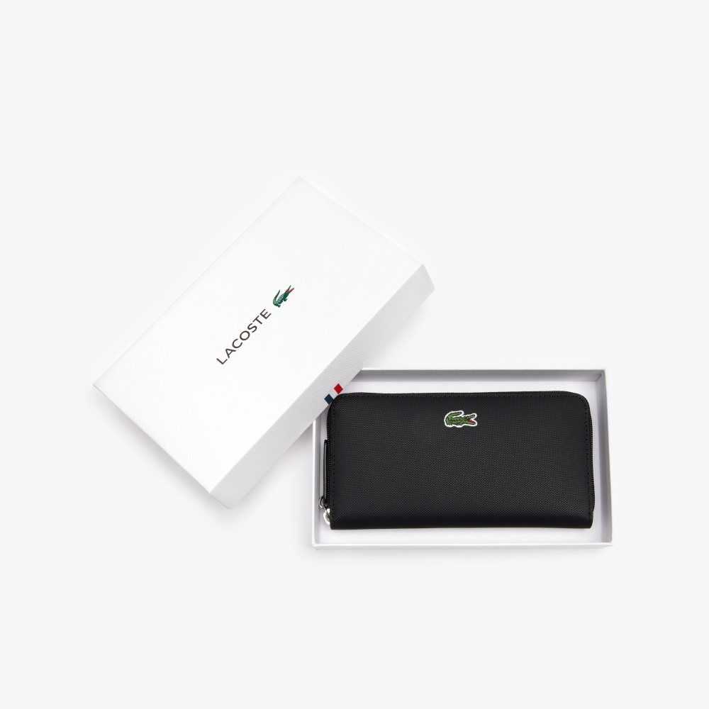 Lacoste L.12.12 Concept Petit Pique 12 Card Zip Wallet Black | KCD-567923