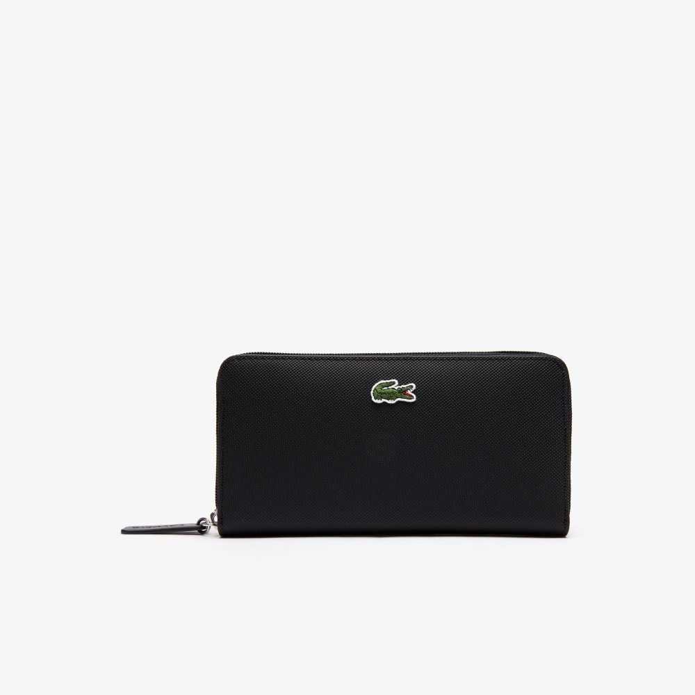 Lacoste L.12.12 Concept Petit Pique 12 Card Zip Wallet Black | KCD-567923