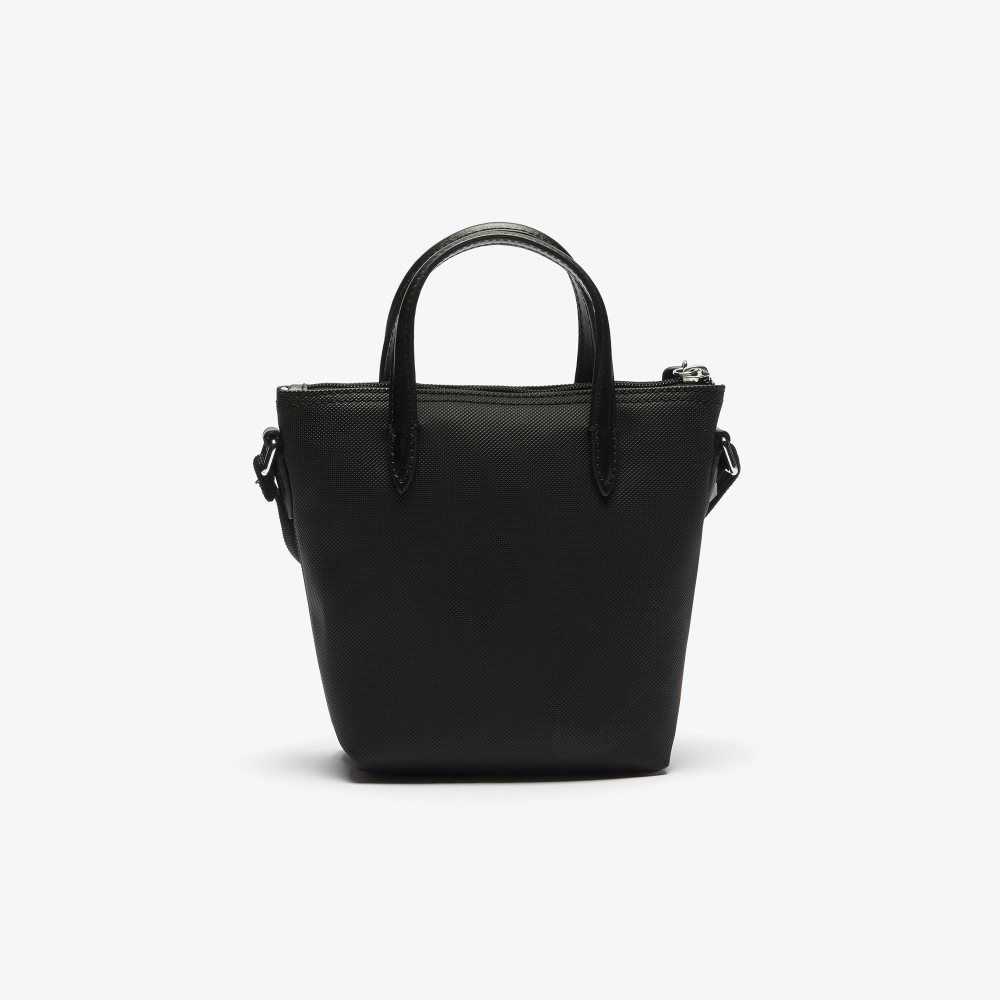 Lacoste L.12.12 Concept Petit Pique Coated Canvas Mini Zip Tote Bag Black | LAD-478135