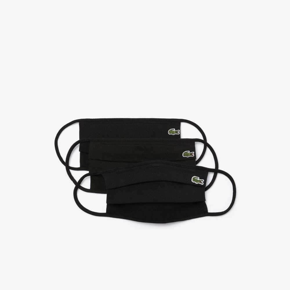 Lacoste L.12.12 Face Masks 3-Pack Black | CWO-362910