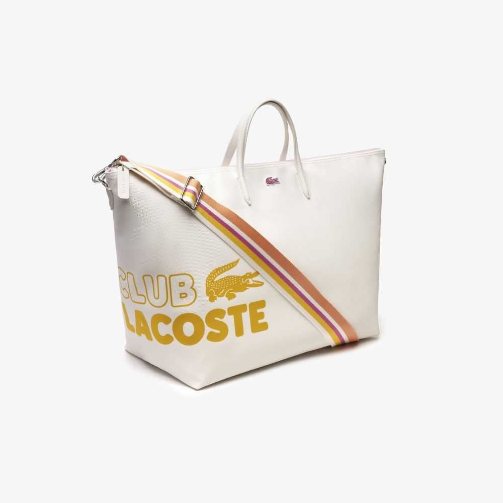 Lacoste L.12.12 Large Contrast Print Tote Farine Pistil | IRC-835427