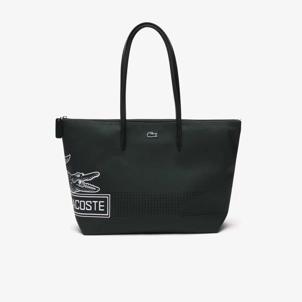 Lacoste L.12.12 Large Contrast Print Tote Sinople Blanc | TLG-104698