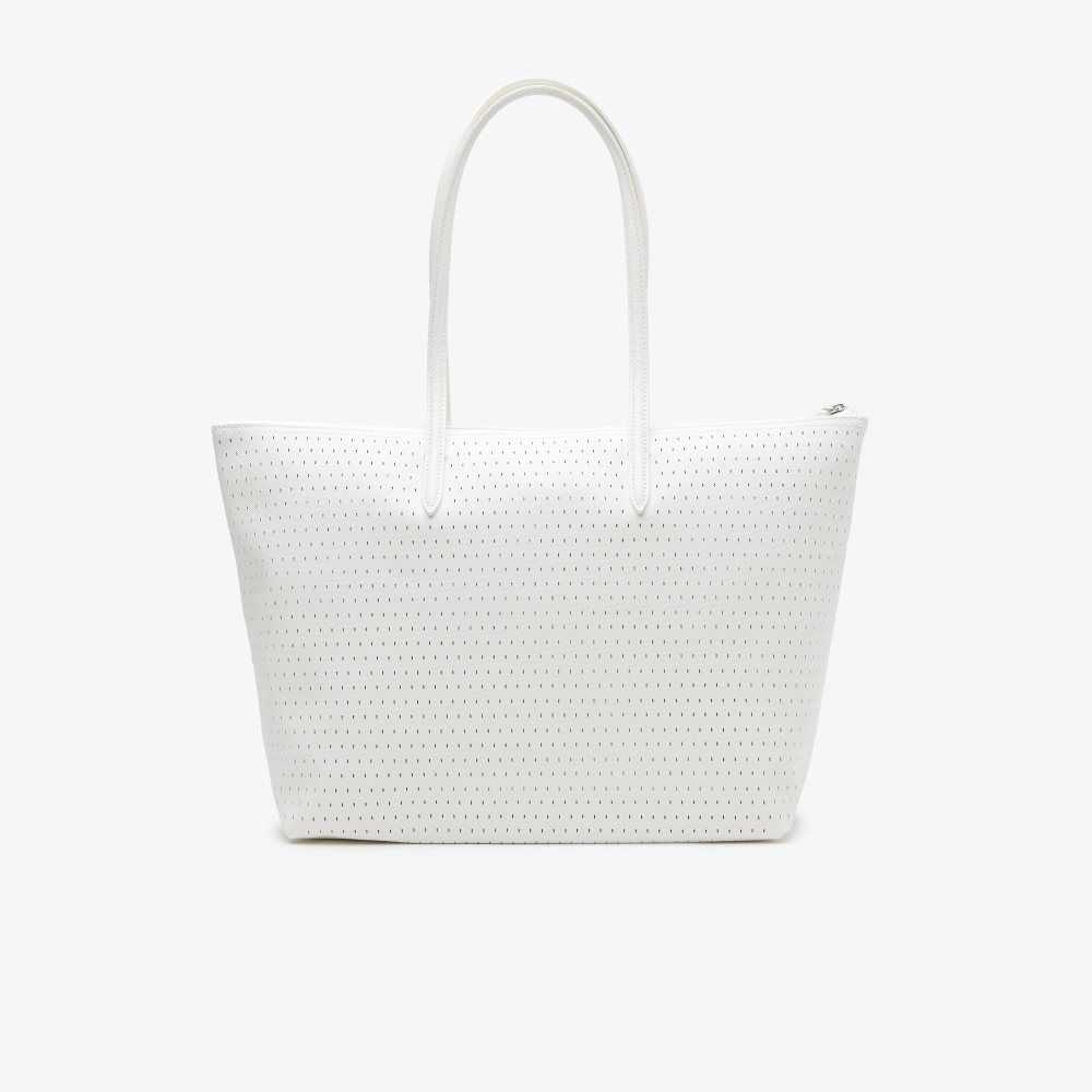 Lacoste L.12.12 Large Perforated Tote Marshmallow | NPG-541893