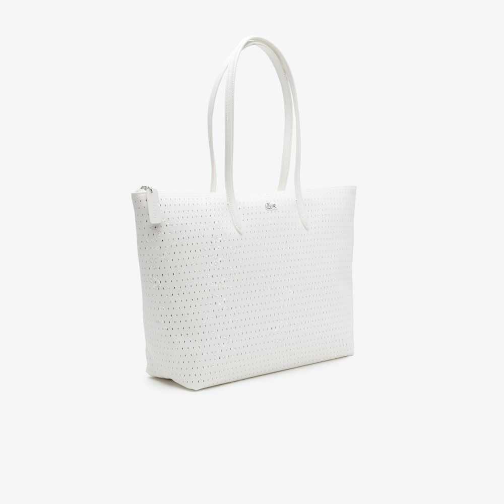 Lacoste L.12.12 Large Perforated Tote Marshmallow | NPG-541893