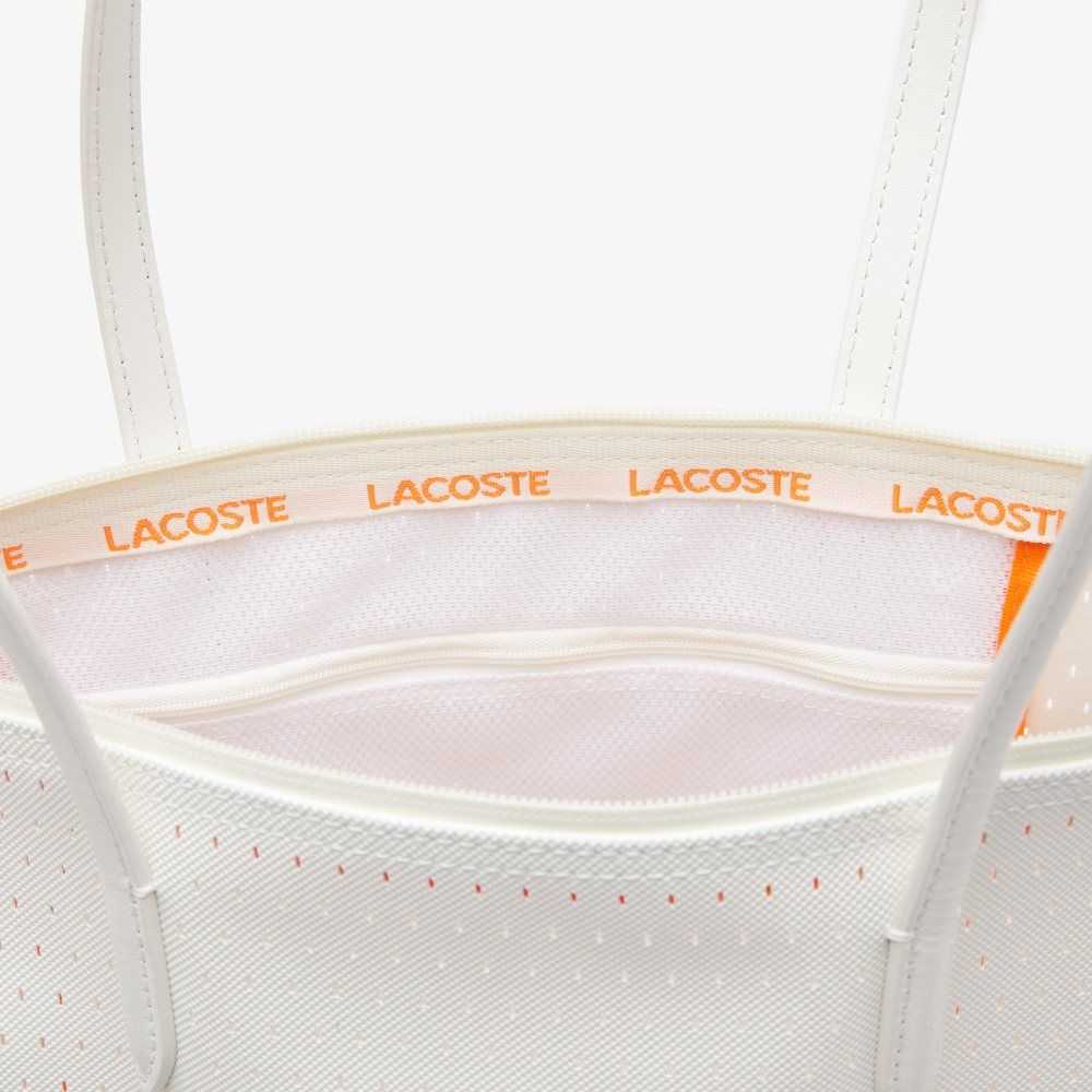 Lacoste L.12.12 Large Perforated Tote Marshmallow | NPG-541893