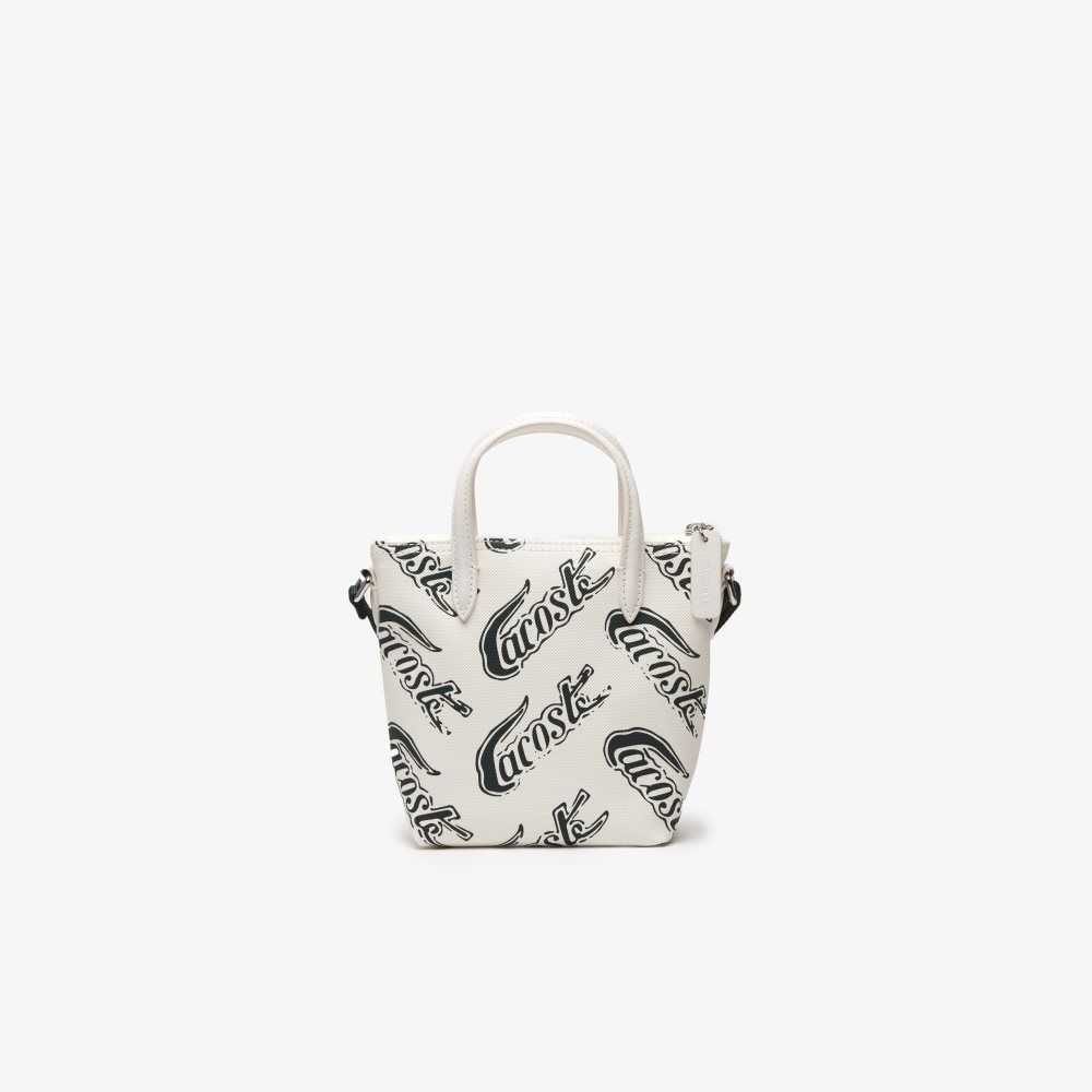 Lacoste L.12.12 Logo Print Tote - Small Farine Sinople | MLF-079248