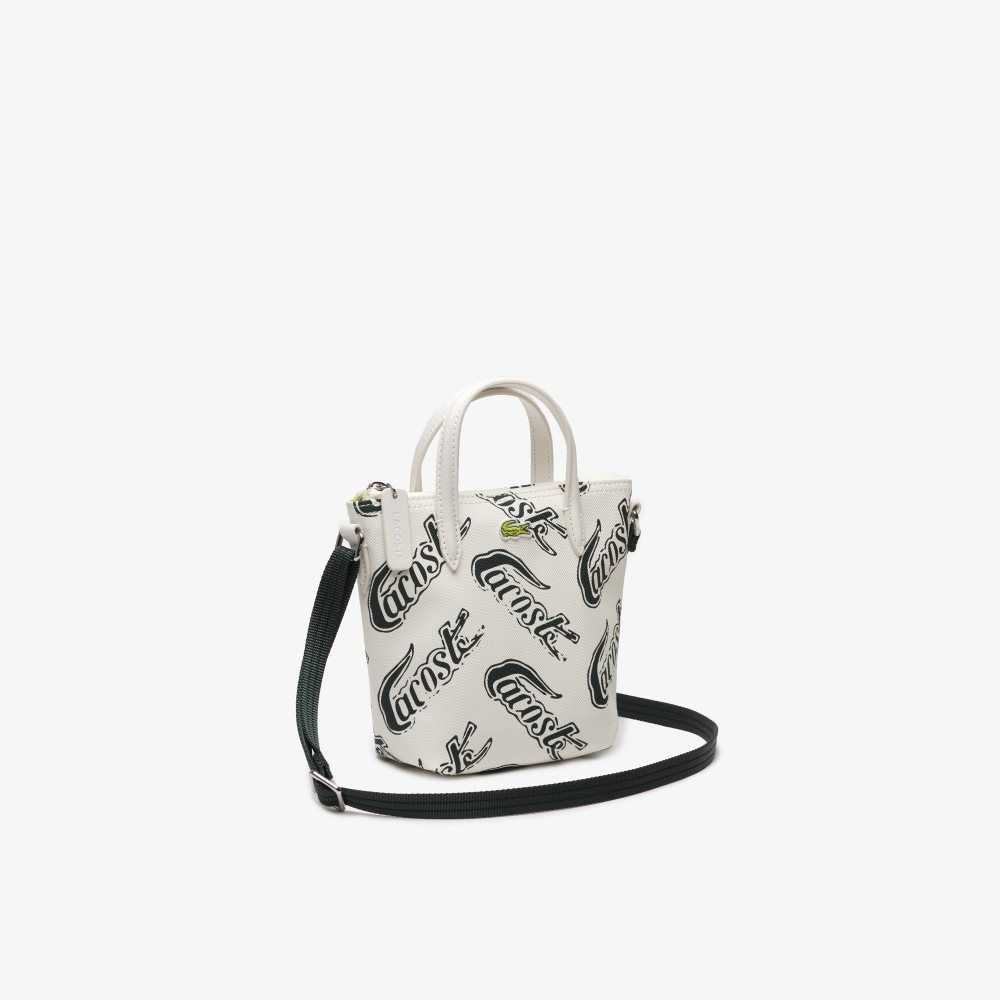 Lacoste L.12.12 Logo Print Tote - Small Farine Sinople | MLF-079248