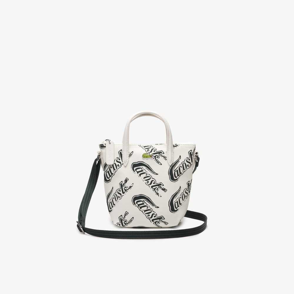 Lacoste L.12.12 Logo Print Tote - Small Farine Sinople | MLF-079248