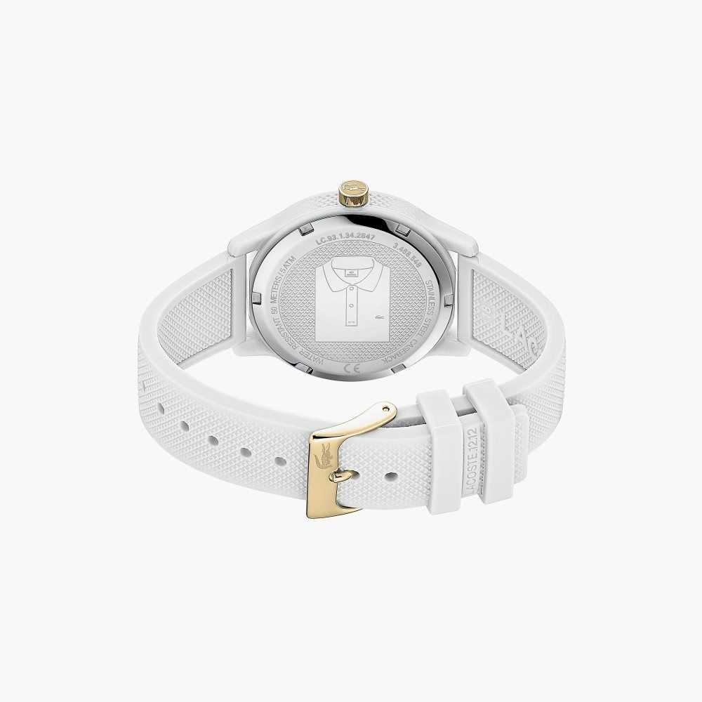 Lacoste L.12.12 White Silicone Petit Pique Pattern Strap Watch White | EZB-423195