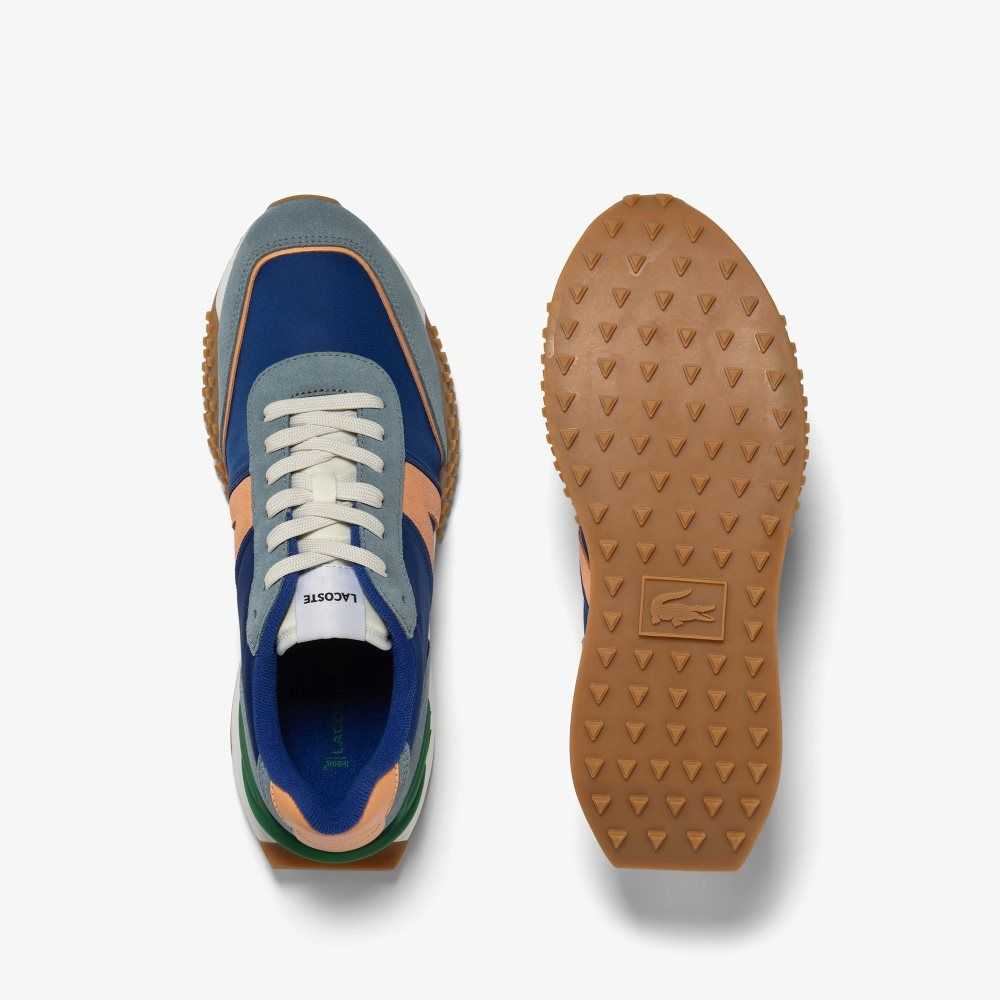 Lacoste L-Spin Deluxe Leather Sneakers Blu/Lt Org | XUG-347508