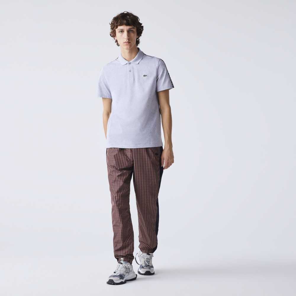 Lacoste Lettered Band Ultra-Lightweight Cotton Polo Grey Chine | CGR-692450