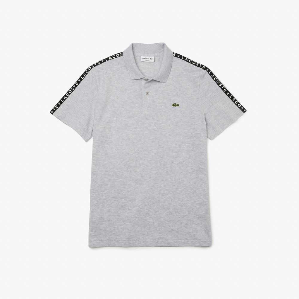 Lacoste Lettered Band Ultra-Lightweight Cotton Polo Grey Chine | CGR-692450