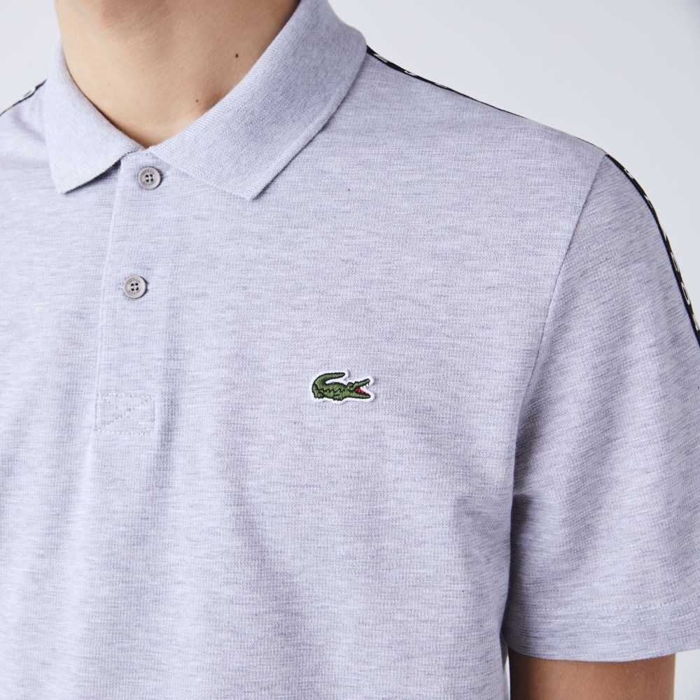 Lacoste Lettered Band Ultra-Lightweight Cotton Polo Grey Chine | CGR-692450