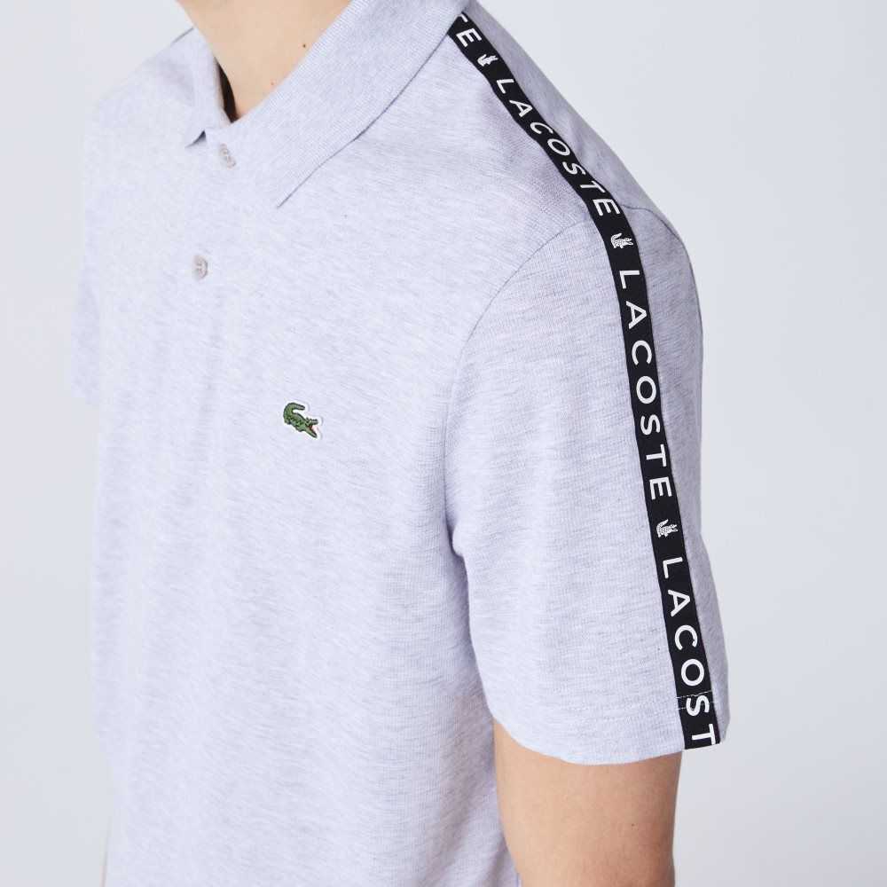 Lacoste Lettered Band Ultra-Lightweight Cotton Polo Grey Chine | CGR-692450