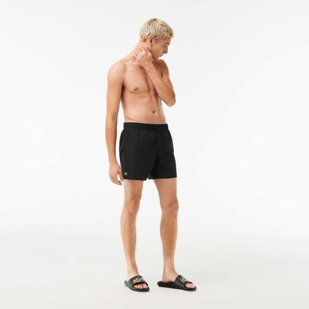 Lacoste Light Quick-Dry Swim Shorts Black / Green | KOU-745210