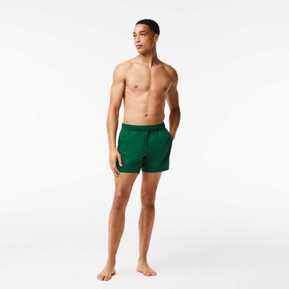 Lacoste Light Quick-Dry Swim Shorts Green / Navy Blue | EVO-489137