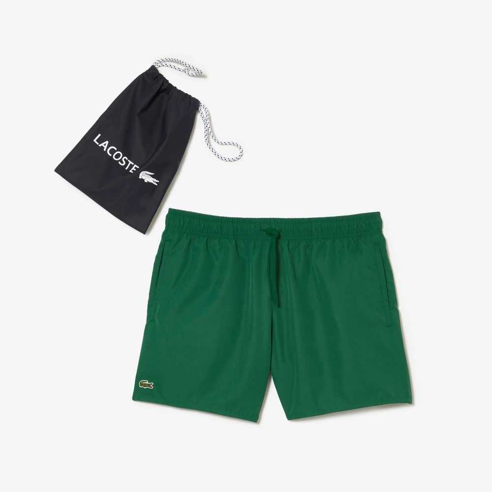 Lacoste Light Quick-Dry Swim Shorts Green / Navy Blue | EVO-489137