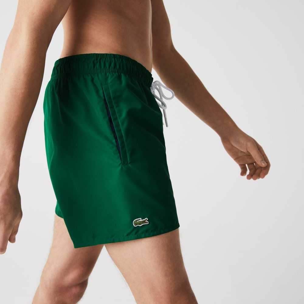 Lacoste Light Quick-Dry Swim Shorts Green / Navy Blue | EVO-489137