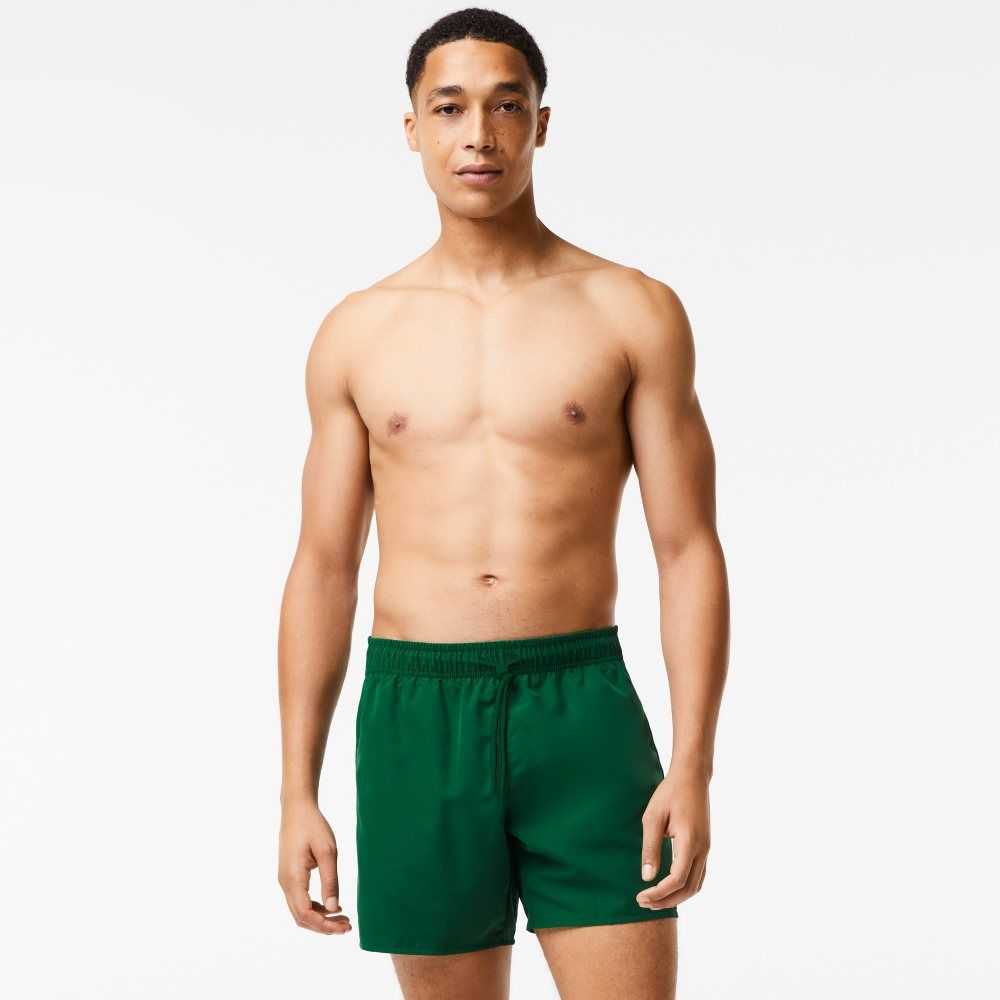 Lacoste Light Quick-Dry Swim Shorts Green / Navy Blue | EVO-489137