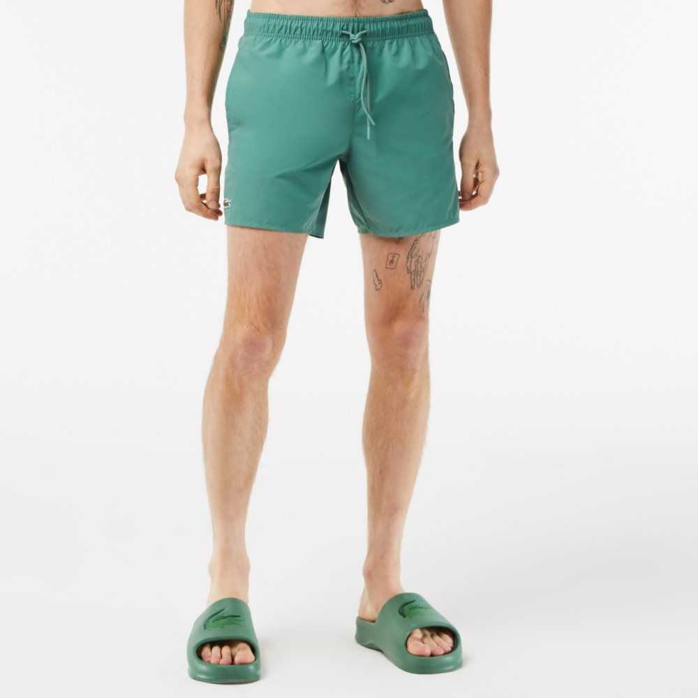 Lacoste Light Quick-Dry Swim Shorts Khaki Green / Green | TJH-725109